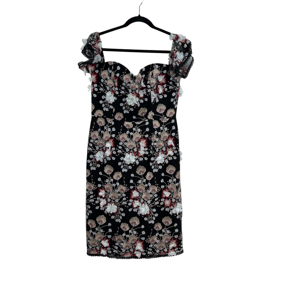 Dress the Population Tara Floral‎ Embroidered Black Multi Dress Size Large - Picture 2 of 12